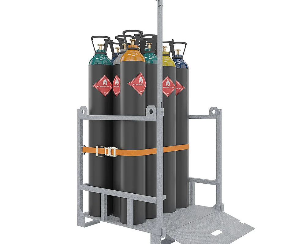 Galvanized gas cylinder storage cage with ramp