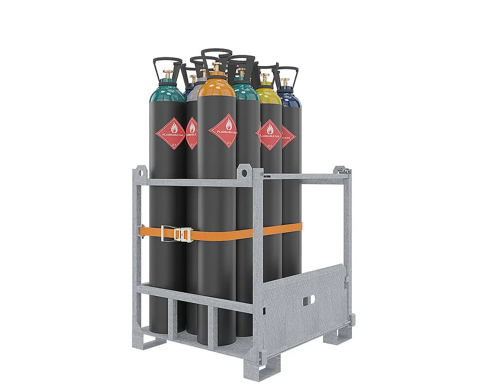 Galvanized gas cylinder storage cage with ramp