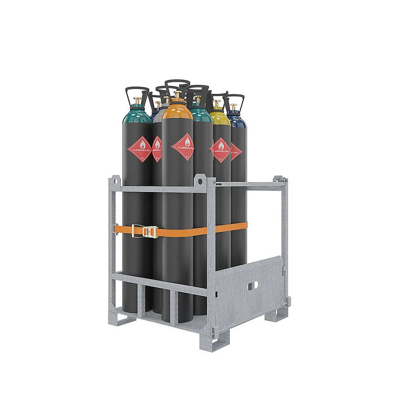 Galvanized gas cylinder storage cage with ramp
