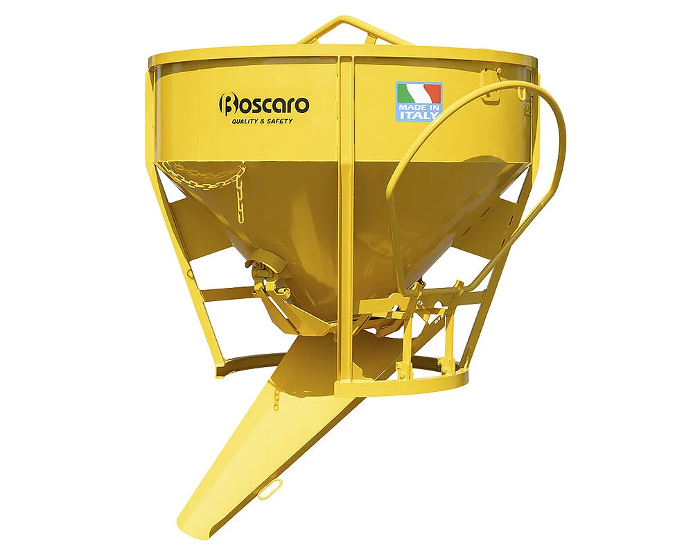 Heavy duty conical concrete bucket with bottom discharge