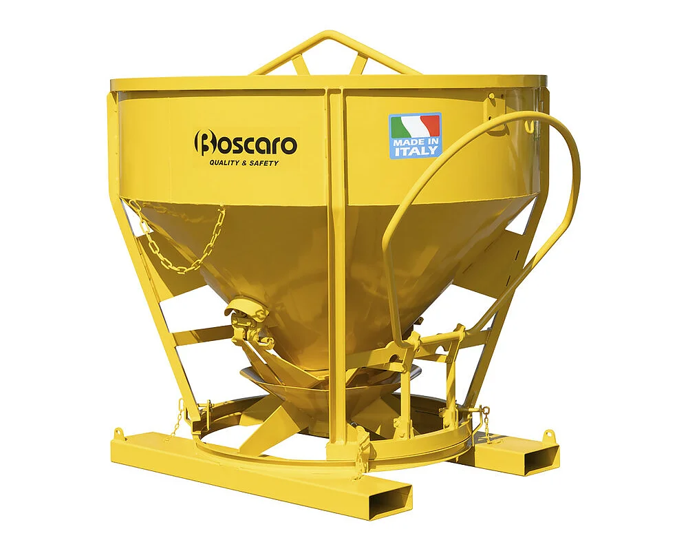 Heavy duty conical concrete bucket with bottom discharge