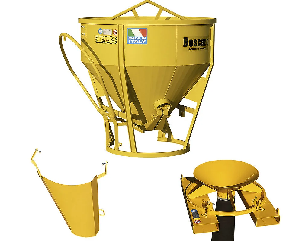 Heavy duty conical concrete bucket with bottom discharge