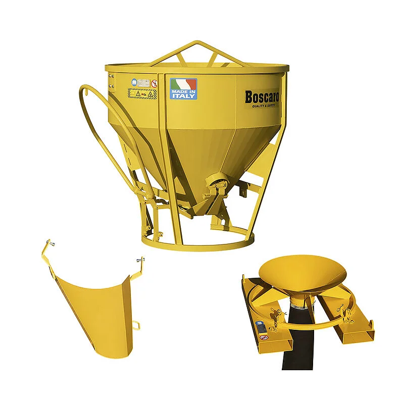 Heavy duty conical concrete bucket with bottom discharge